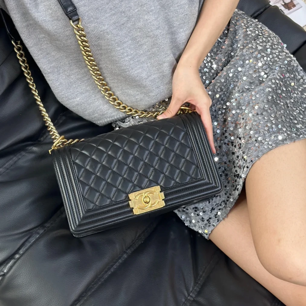 99新 Chanel/香奈儿 2279|香奈儿黑金leboy中号斜挎包|香奈儿