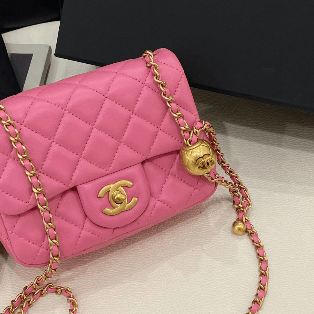 99新 Chanel/香奈儿 4500|香奈儿金球方胖子粉色斜挎包|香奈儿