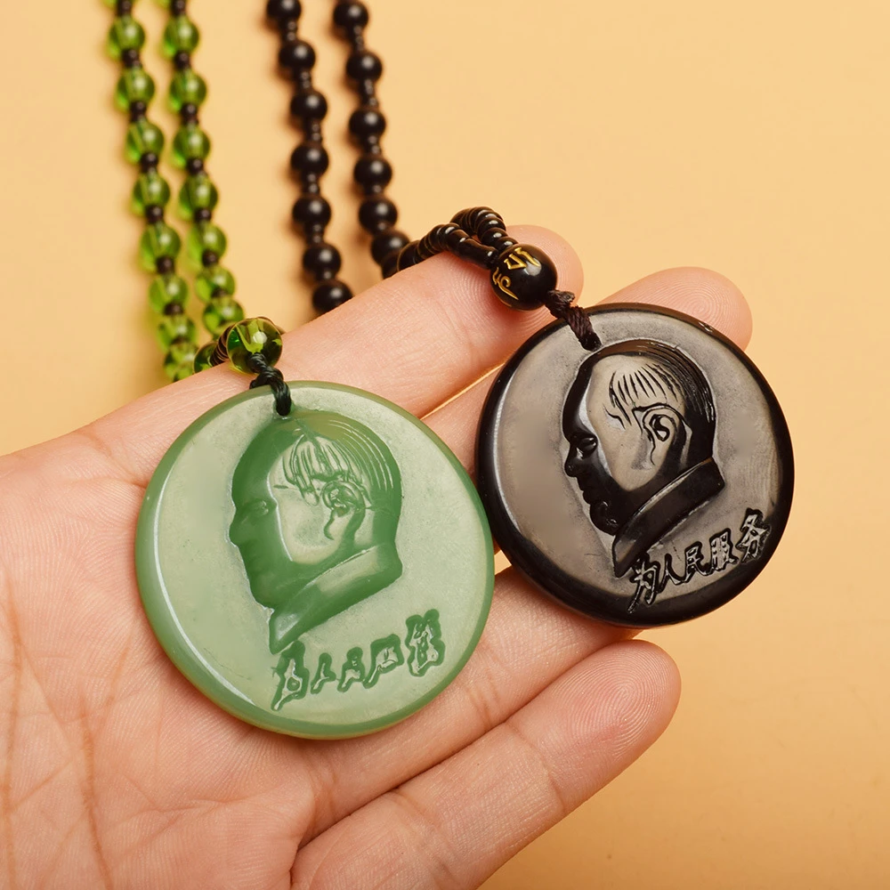 非金属玻璃吊坠 吊坠挂件毛主席项坠配饰礼品挂饰仿玉项链饰品