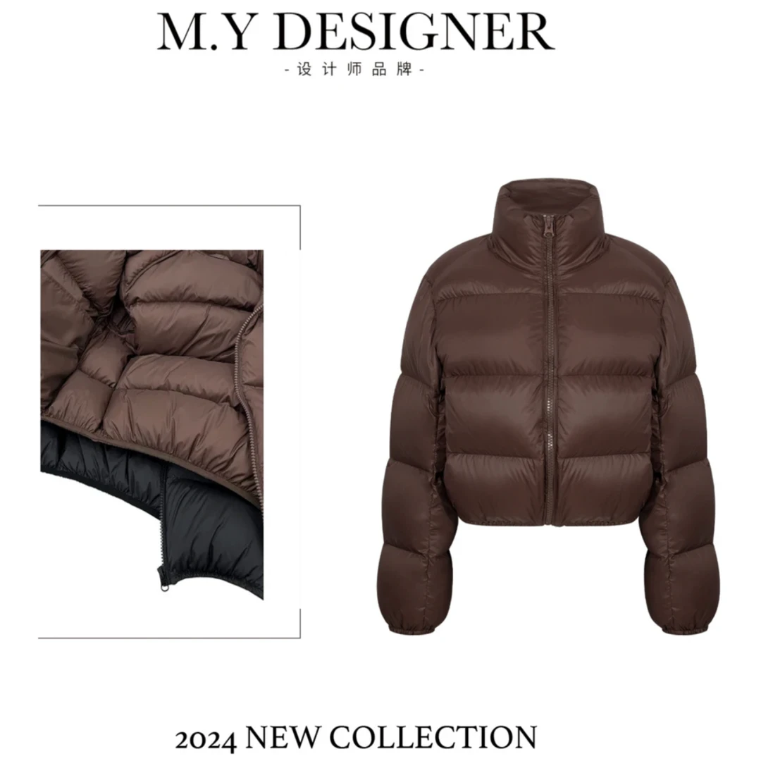 美式肯豆风面包服短款立领2024秋时尚洋气加厚羽绒服