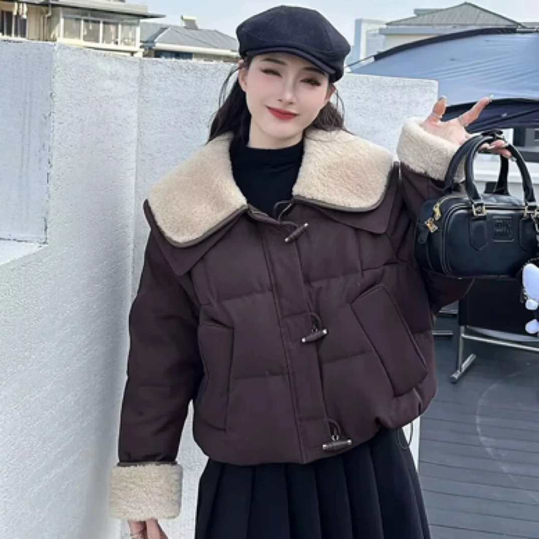 【衣佳精品】娃娃领洋气时尚韩版秋冬保暖短款羽绒服