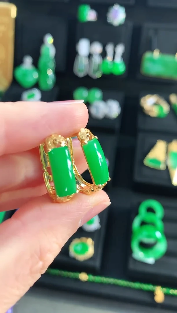 【闪购商品】翡翠耳饰18K金镶嵌耳饰