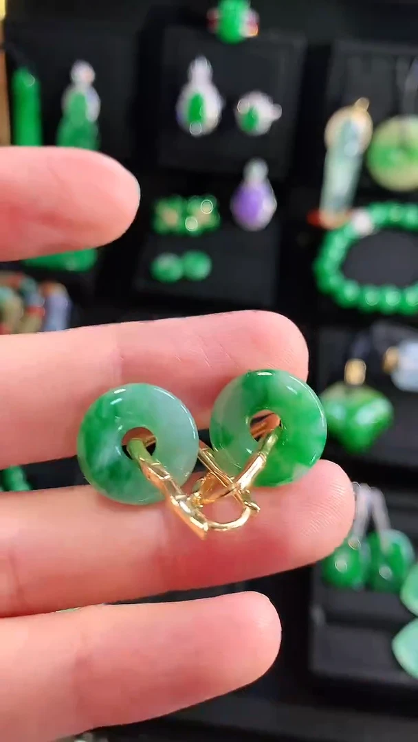 【闪购商品】翡翠耳饰银S925镶嵌耳饰