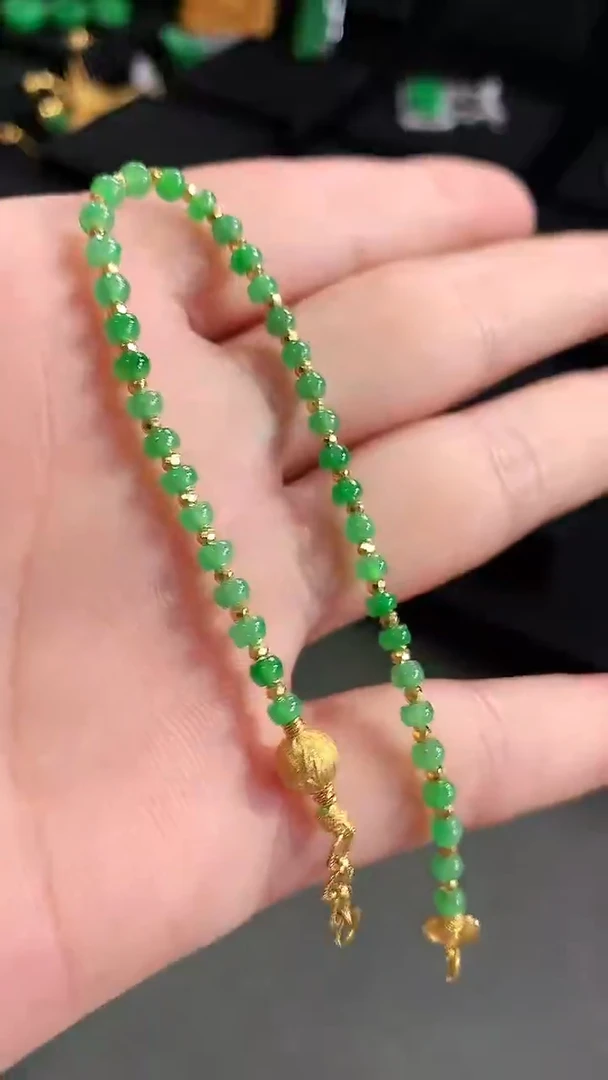 【闪购商品】翡翠手链18K金镶嵌手链