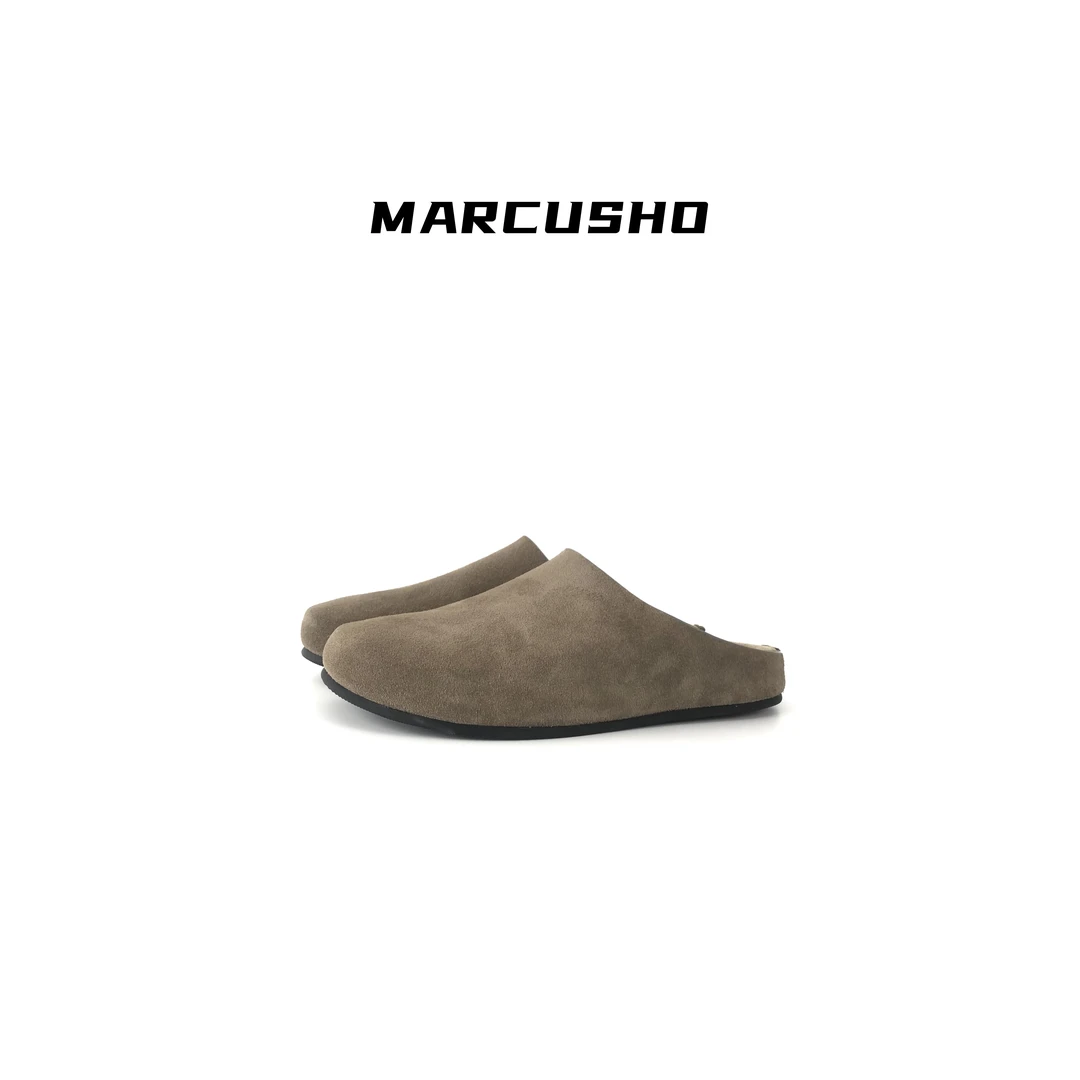 MARCUSHO勃肯包头半拖休闲厚底鞋女真软底复古拖鞋D1018