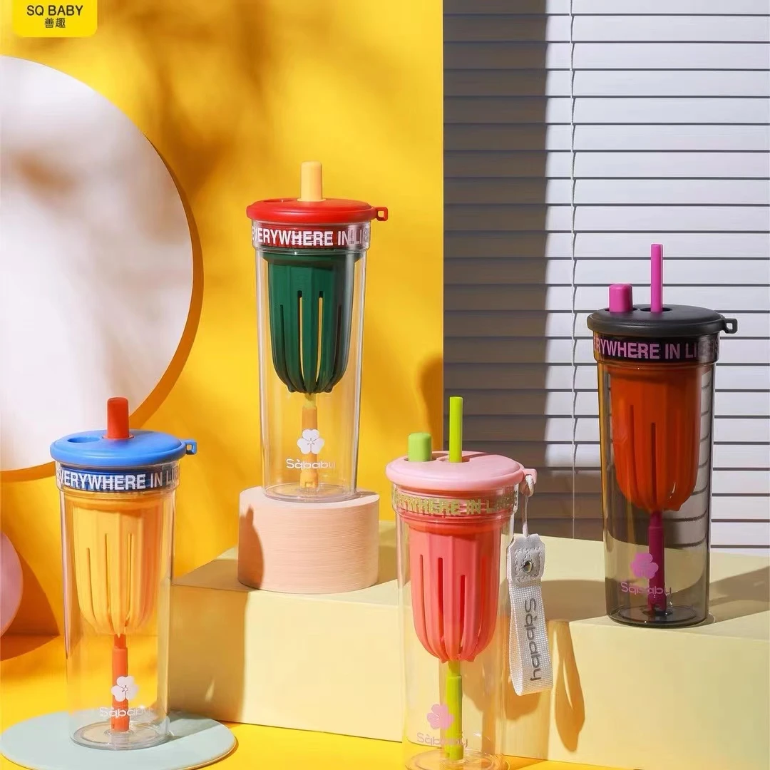 tritann水杯2024新款大容量耐高温吸管杯子