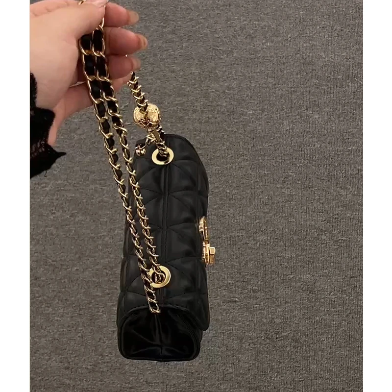 包包女2024新款潮时尚女士百搭高级感今年流行菱格链条斜挎小方包