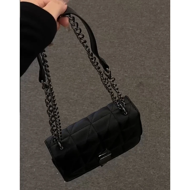 高级感链条包包女士2024新款潮小众时尚豆腐包百搭斜挎菱格小方包