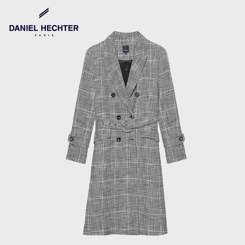 HECHTER女士千鸟格时尚经典百搭风衣WJ21602 DR