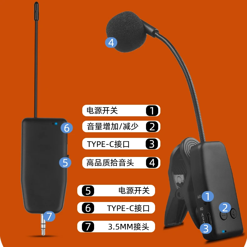 葫芦丝巴乌拾音竹笛箫管自动乐器调节麦克风