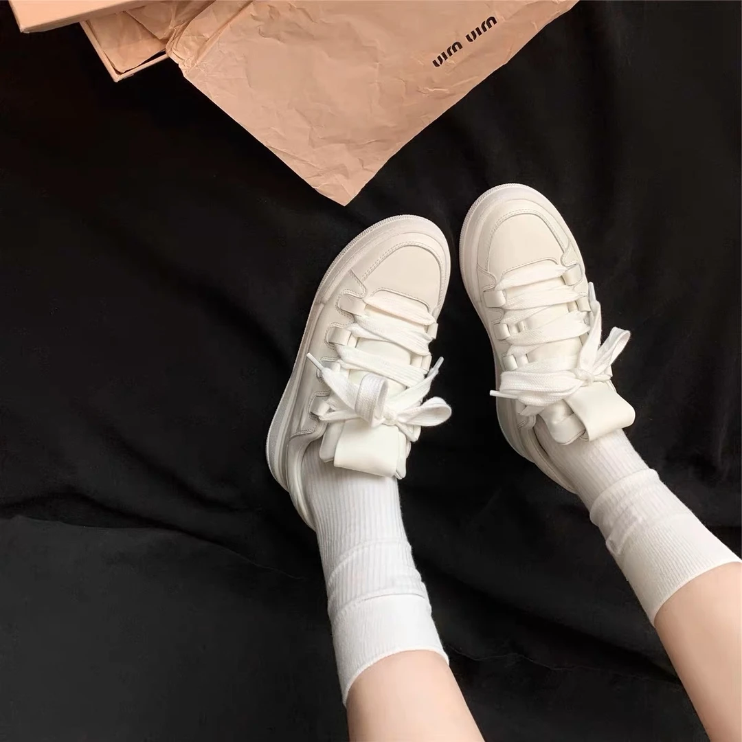 新款阿miu厚底时尚韩版百搭休闲平底小白鞋网红ins厚底板鞋日系