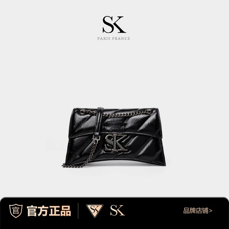 【苏晚晚定制】 SK/秋冬季新款时尚百搭女士腋下可斜跨黑色链条包
