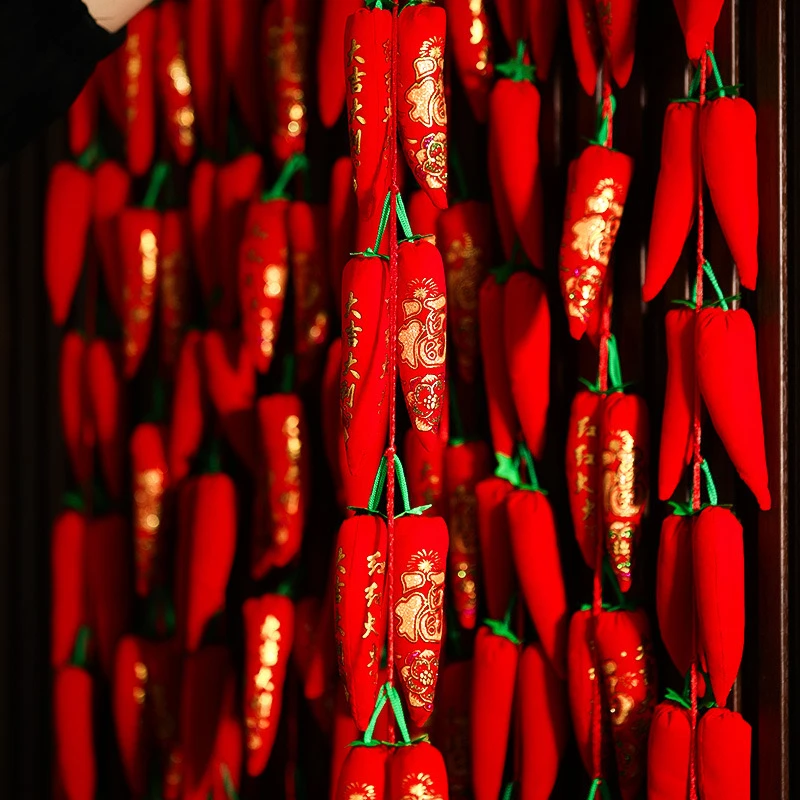 过年喜庆装饰挂件2025新年新春植绒仿真辣椒乔迁之喜进门仪式挂饰