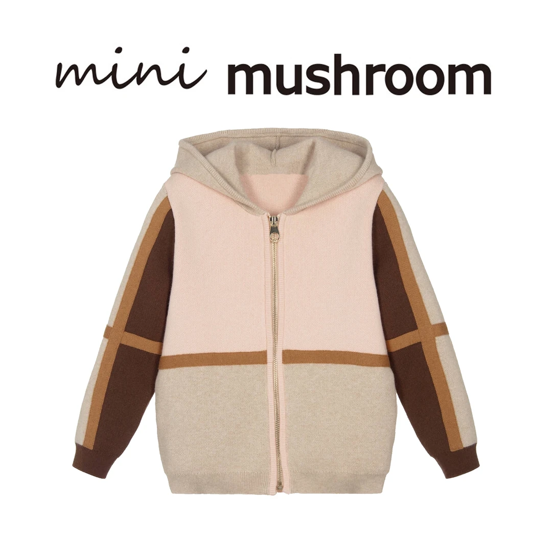 【现货】秋冬新款 儿童拼色重工针织拉链连帽外套