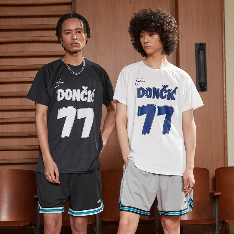 TIP-OFF独行侠东契奇趣味涂鸦篮球运动速干短袖T恤投篮服宽松透气