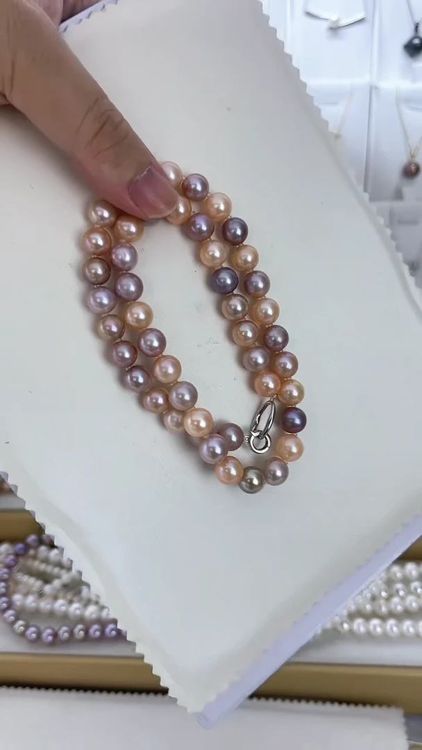 【闪购商品】淡水珍珠颈饰未镶嵌天然极光混彩项链约9