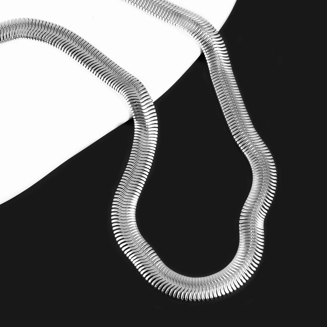 钛钢项链 钛钢项链 简约百搭时尚潮流配饰轻奢扁蛇骨链情侣饰品