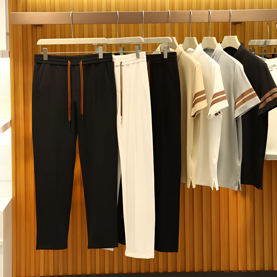 冰丝顺滑！夏季薄款男士时尚休闲裤直筒裤长裤修身纯色潮