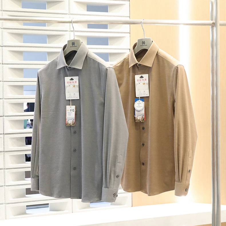 加厚款！绵羊毛+天丝混纺！秋冬男士商务休闲衬衫修身衬衣长袖宽松