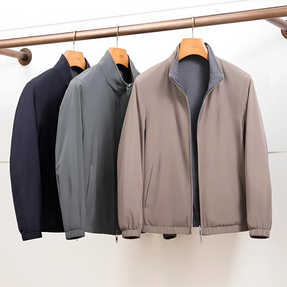L*P方向！双面穿！轻薄款！秋冬男士时尚休闲立领夹克外套