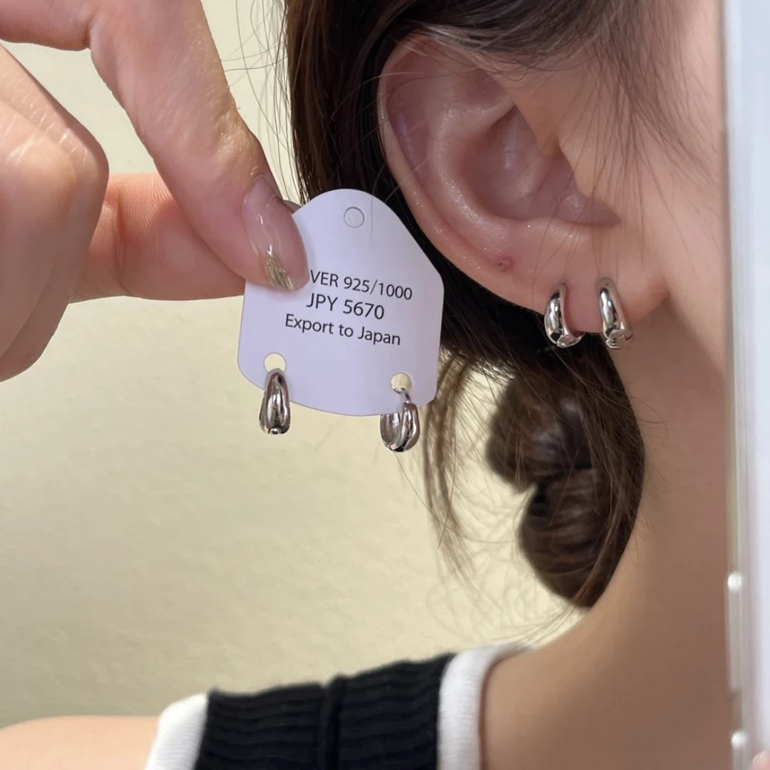 铜合金耳饰 气质耳钉轻奢小耳圈耳扣ins圈圈耳环高级甜酷耳饰女