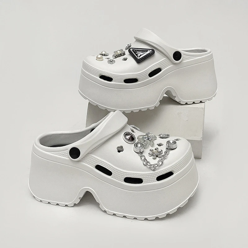 女空凉鞋凉拖鞋包头夏季半拖透气cs超厚底增高洞洞鞋青少年