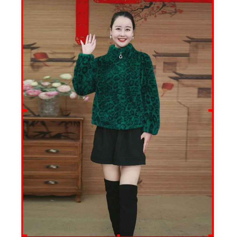 九妹家 A豹纹拉链款短款轻奢新中式贵气短外套