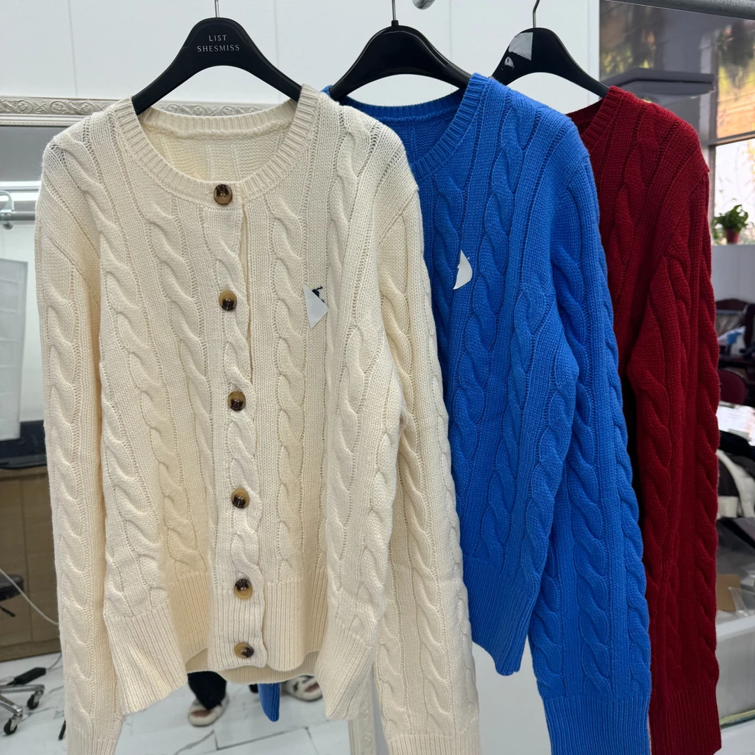 小马家原单麻花针织开衫宽松毛衣外套