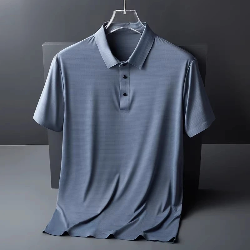 爸爸夏装冰丝短袖t恤中年男士polo衫夏季男装上衣老年人爷爷衣服