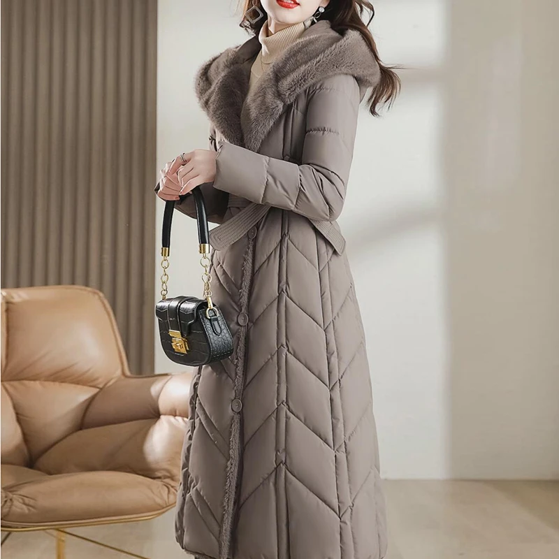 冬季奢华高级感加厚棉服女冬超厚长款过膝收腰显瘦女士棉衣厚外套