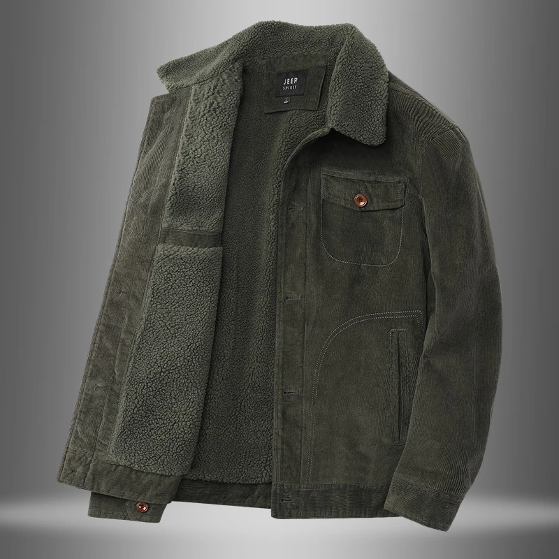 JEEPSPIRIT吉普冬季纯棉水洗棉服男装冬季加绒加厚大码宽松外套