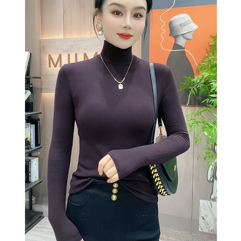 【爆款推荐】2024新款高领内搭打底衫女显身材洋气修身内搭长袖T恤