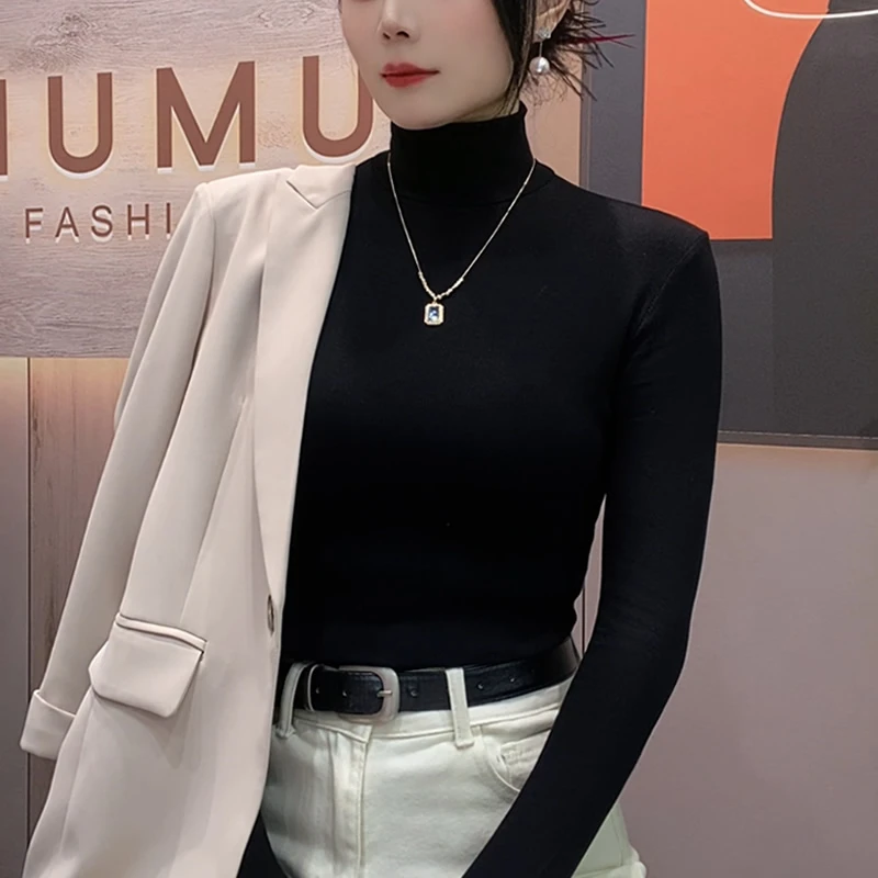 【爆款推荐】2024新款高领内搭打底衫女显身材洋气修身内搭长袖T恤