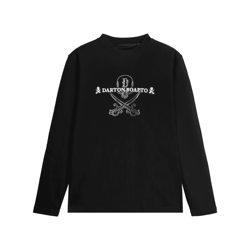 DA秋季新款经典百搭时尚轻奢钢印印花长袖简约保暖打底衫-326