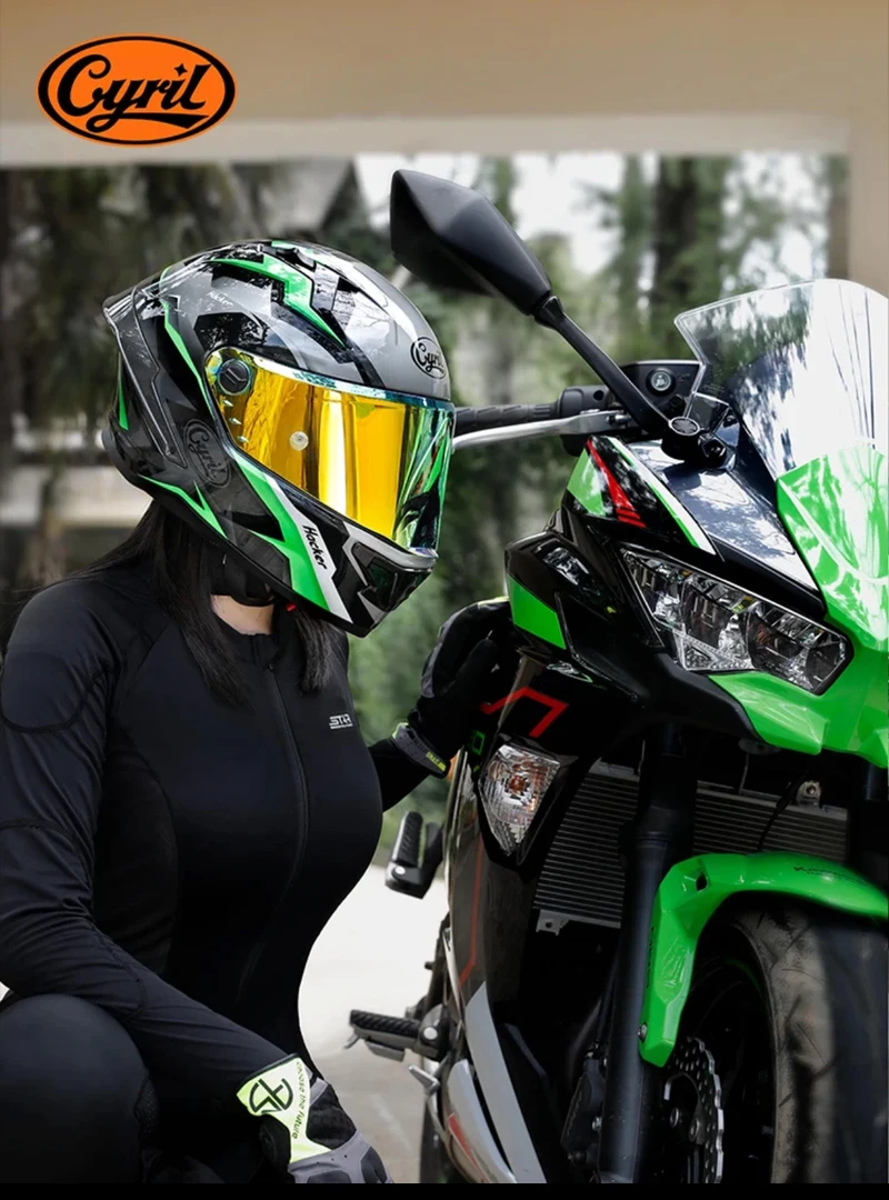 CYRIL 赛罗摩托车头盔夏季男机车全盔女赛车骑行四季街车大尾翼R1