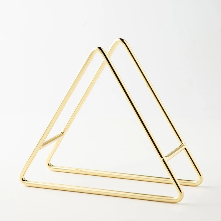 创意杂志骨碟收纳架家用厨房餐桌金色铁艺三角形置物架
