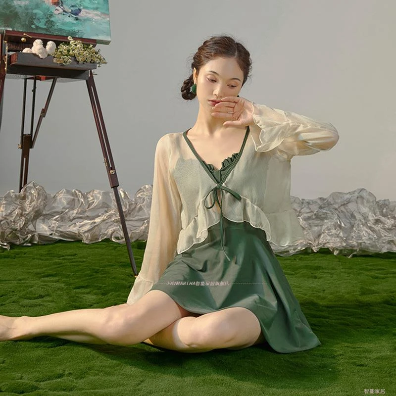 FAVMARTHA游泳衣女2024年夏新款爆款保守连体微胖女孩遮肉女士海