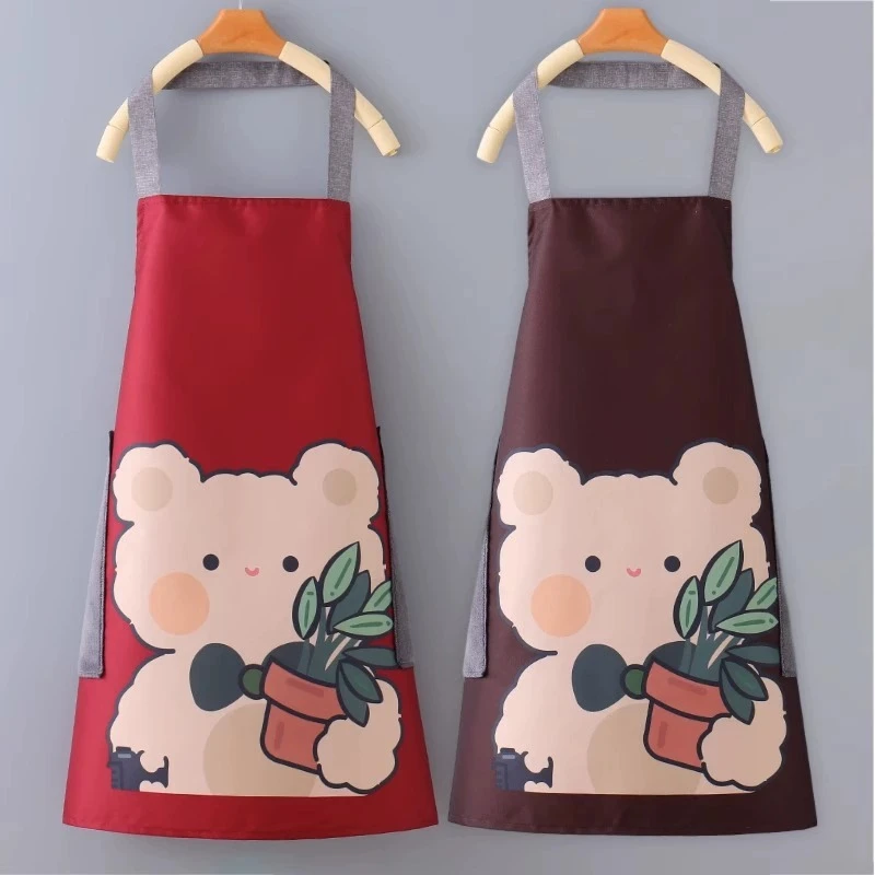 可爱家用防水防油围裙厨房做饭可擦手围腰成人家务网红洋气无袖