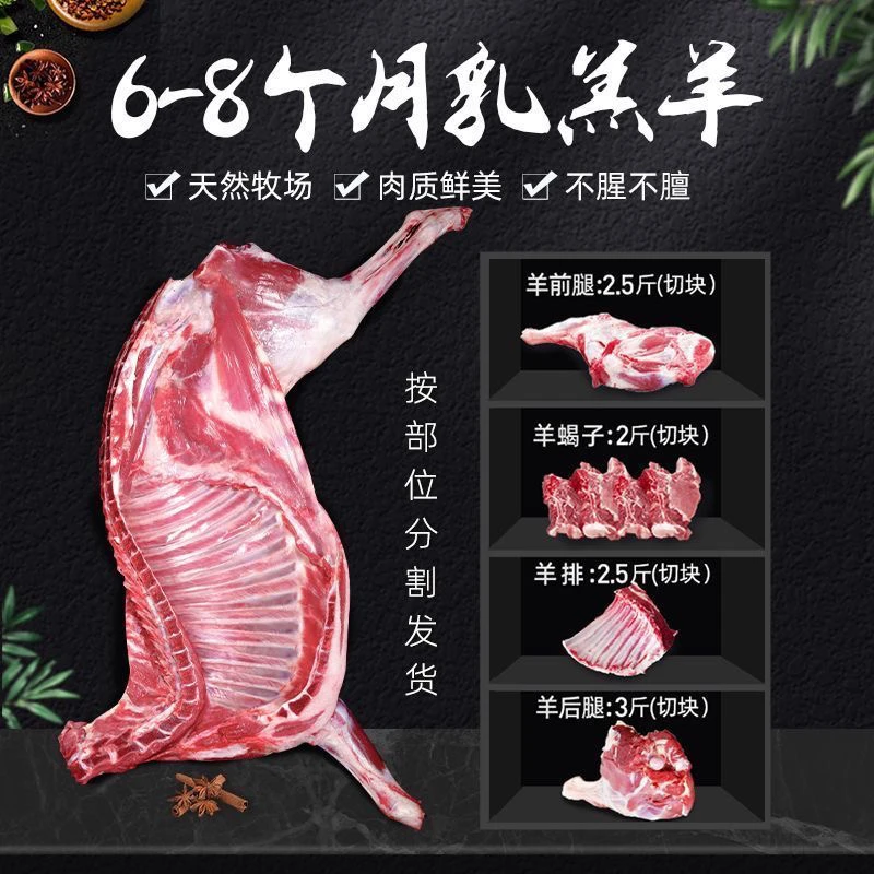 半只羊10斤新鲜分割羊肉羊排羊腿手把肉年货礼盒烧烤食材顺丰发货