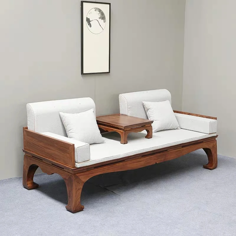 海棠新中式老榆木罗汉床三件套现代简约贵妃榻家用罗汉椅沙发床