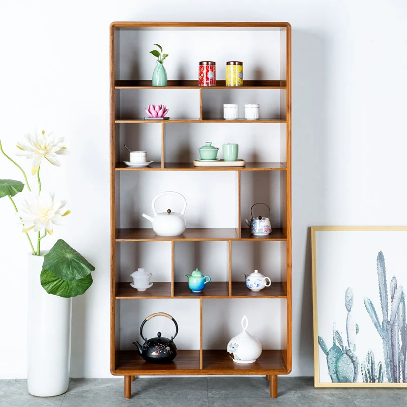 （定制45天）缅甸柚木6层书架76.5*32*166