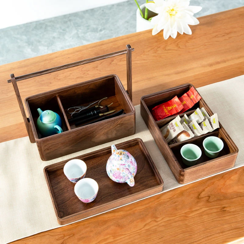 北美黑胡桃木30*15长方提篮  储物收纳柜