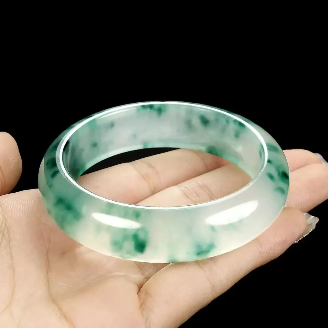 冰透天山翠 玉手镯手工绿色  高档精美旺夫手镯玉镯子