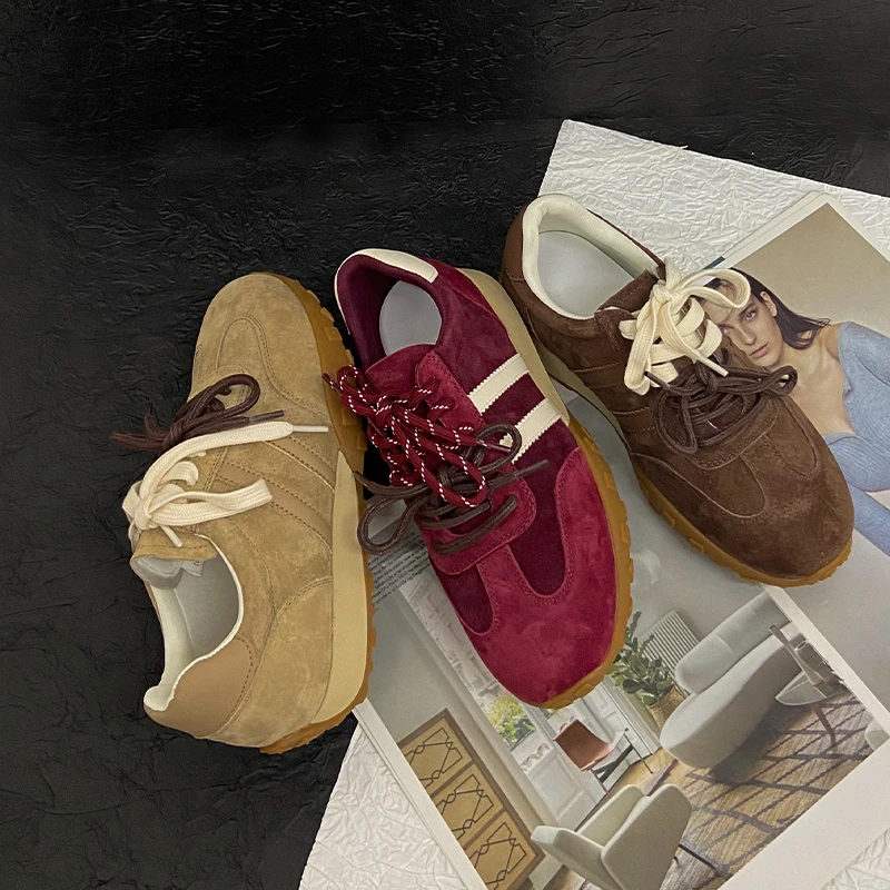 【YELAOBAN】2625-19韩版平底女鞋防滑女运动鞋系带拼色女板鞋