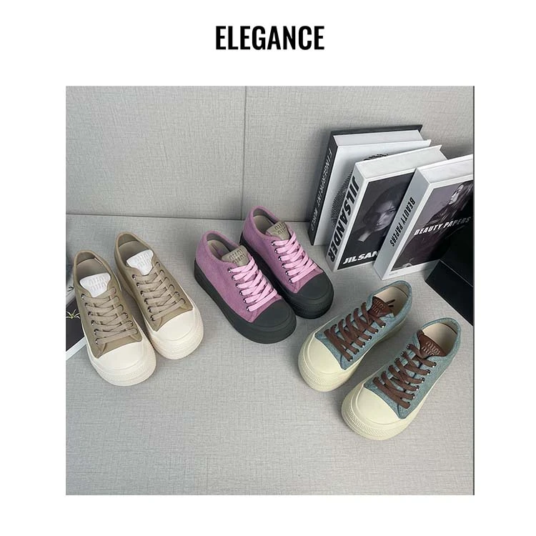 【YELAOBAN】2660-01 双鞋带厚底时尚百搭休闲女板鞋