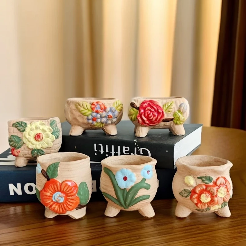 陶瓷多肉植物花盆 小曼妮盆底部有打孔透气室内桌面摆设创意盆栽