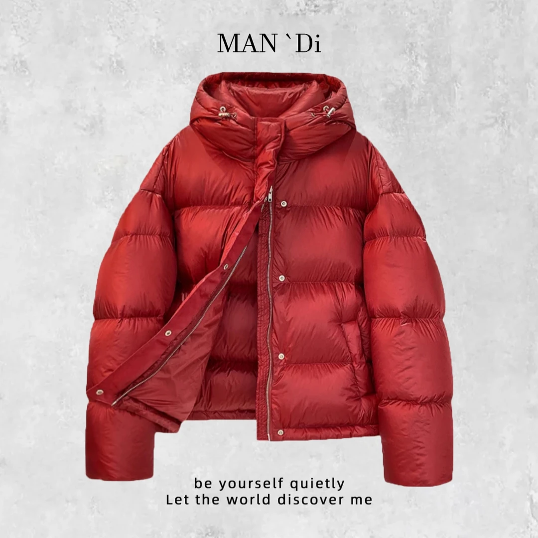 【蔓蒂原创】缎面珠光感！杜邦三防面料！90白鹅绒！韩版宽松加厚！