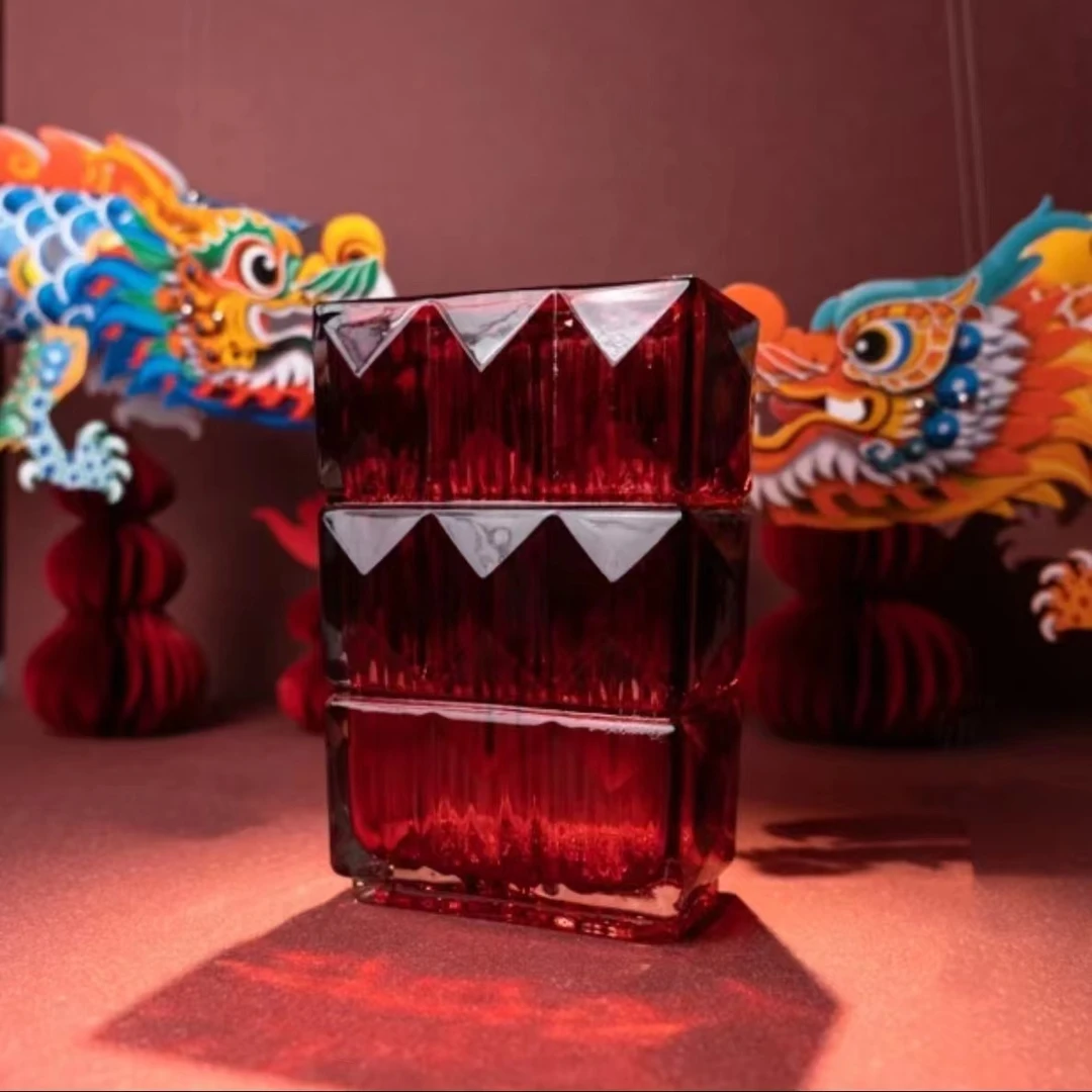 红色插花水养玻璃花瓶高颜值卢梭花瓶客厅插花器装饰摆件