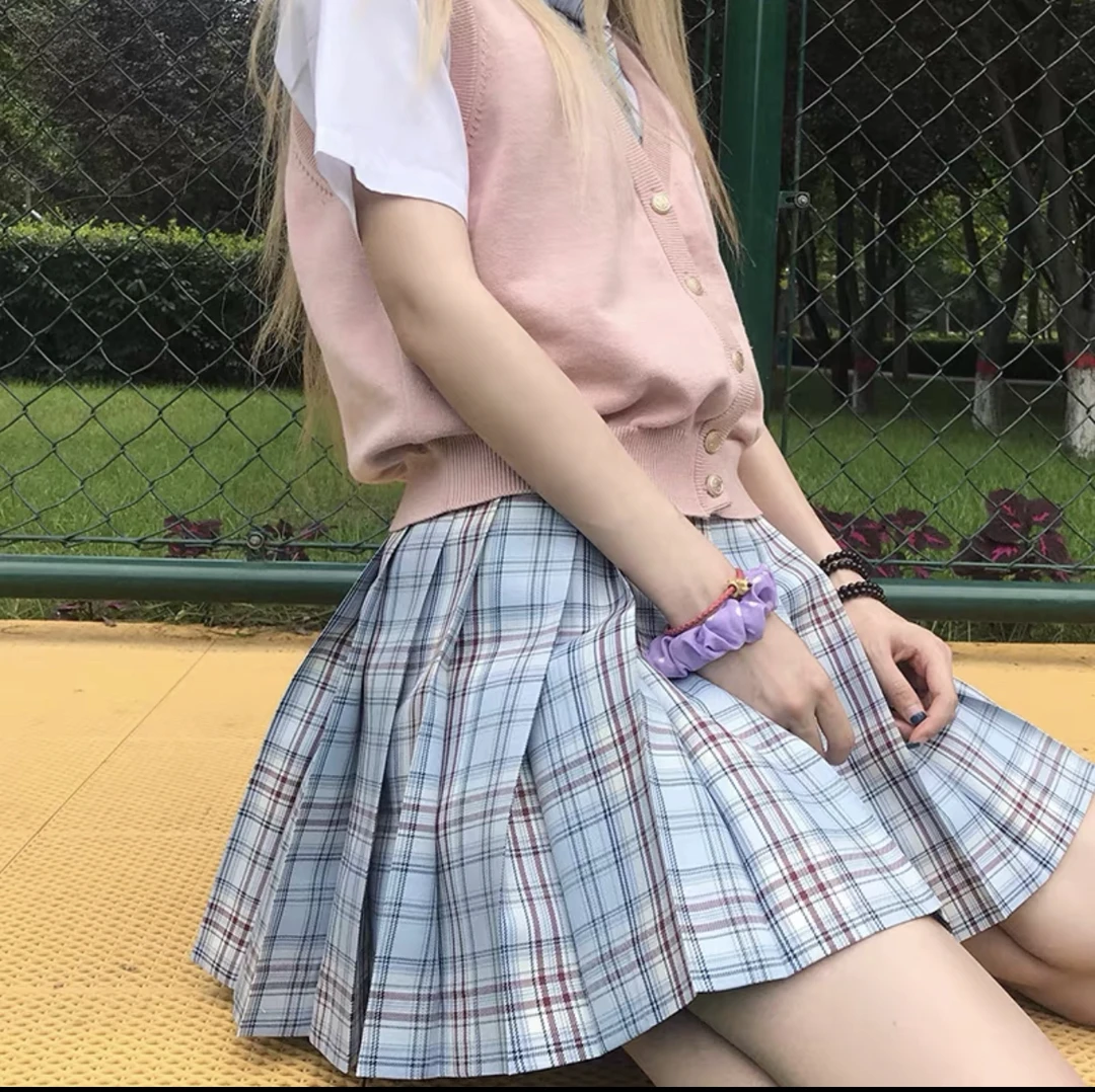 白泽川 正版原创jk格裙校供感浅色半身裙 清仓