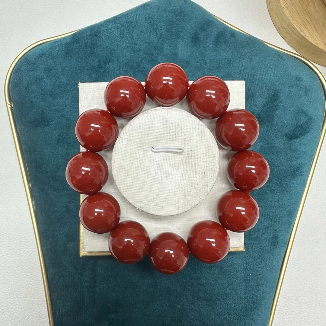 【沐言严选】牛血红20m圆珠手链A294